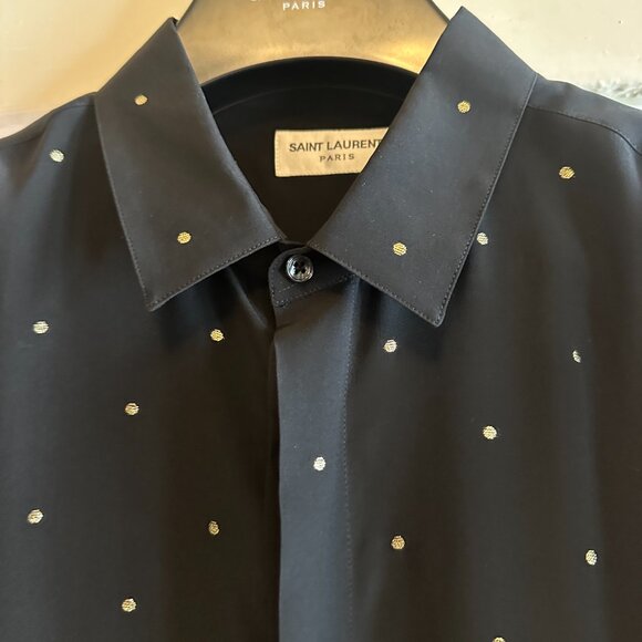 Men's Saint Laurent Black & Gold Shirt. - Picture 2 of 7